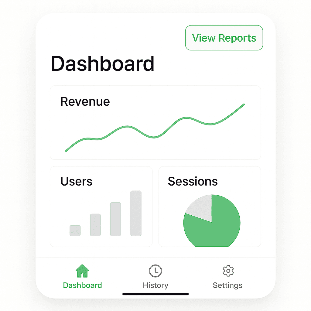Mobile Analytics Dashboard Mobile business dashboard application with analytics and KPI tracking for on-the-go insights