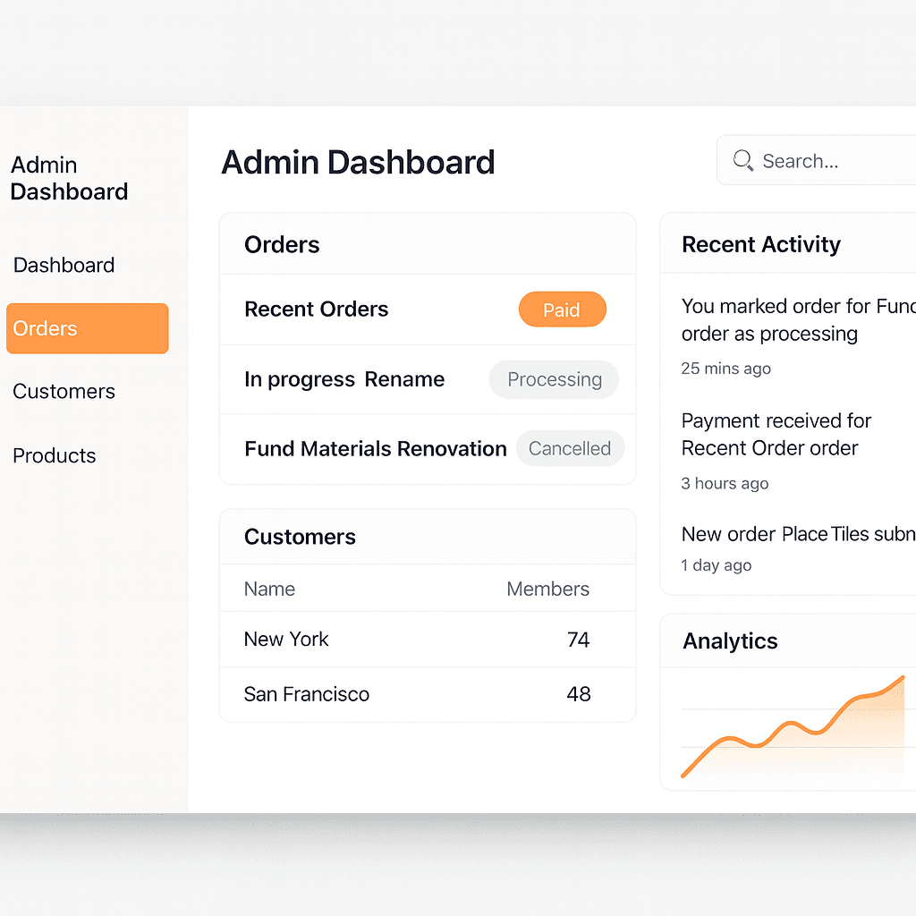Admin Dashboard Web Application Custom admin dashboard web application with user management and system configuration controls